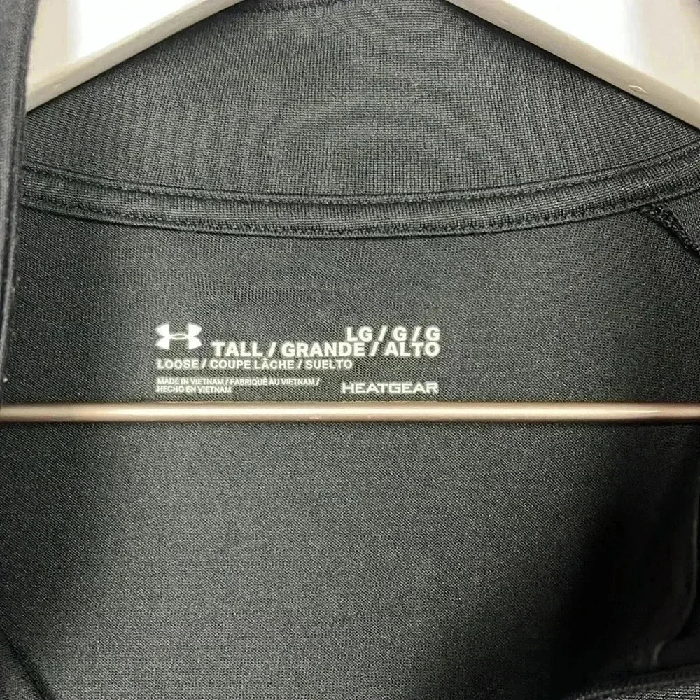 Under Armor Mens Lightweight Jacket Black L Tall 1/4 Zip Turtleneck Stretch EUC